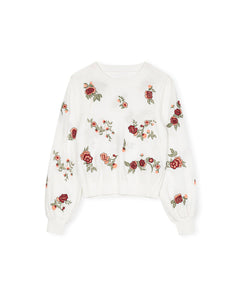 J EMBROIDERED KNIT CREW NECK - Tops