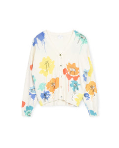 J KNIT V-NECK FLOWER DETAIL CARDIGAN - Tops