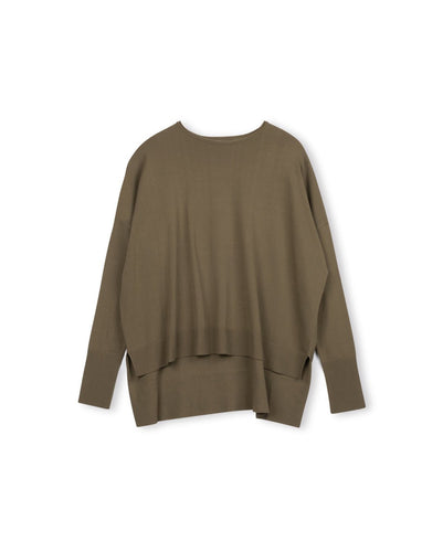 J SILK KNIT CREW NECK SWEATER - Tops