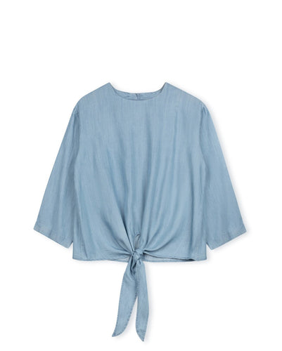 J THIN DENIM TIE WAIST TOP - Tops