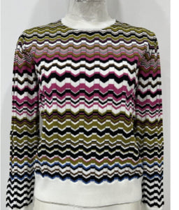 J ZIG ZAG DETAILED KNIT TOP - Tops