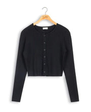 Load image into Gallery viewer, POINT BUTTON UP CROPPED CARDI - Tops
