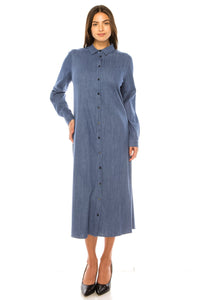 YAL DENIM COLLAR SHIRTDRESS - Dresses