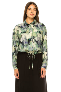 YAL FLORAL CINCH WAIST BLOUSE - Tops